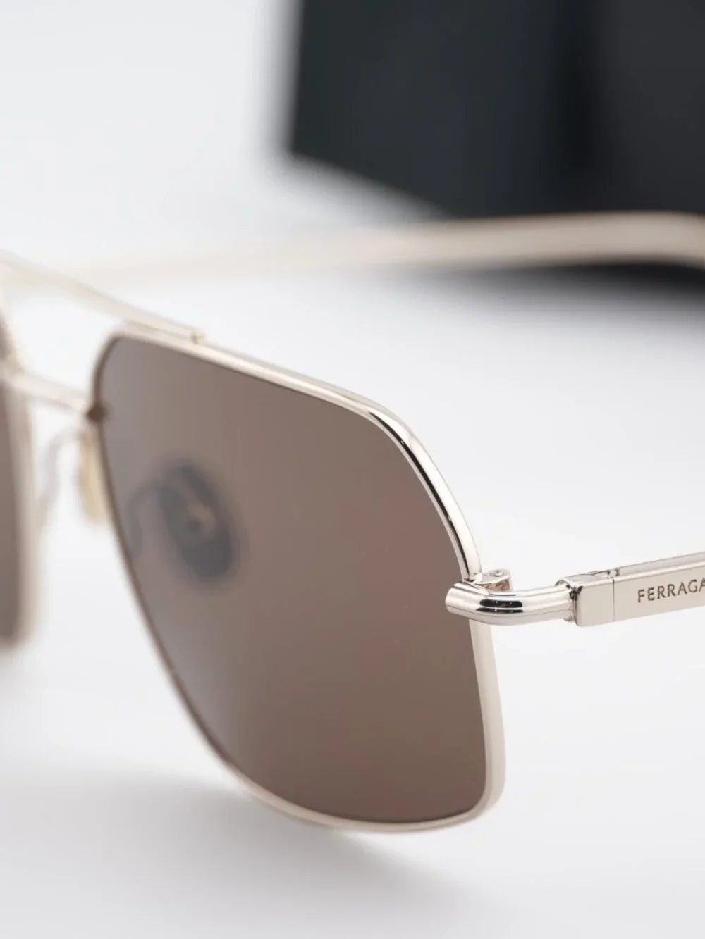 Salvatore Ferragamo SF313S 745 Aviator Sunglasses - Gold / Brown